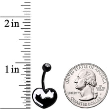 Load image into Gallery viewer, Clear Gem Black White Cat Lover Silhouette Belly Ring
