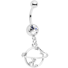 Load image into Gallery viewer, Clear Gem Stars Orbit Planet Saturn Dangle Belly Ring
