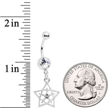 Load image into Gallery viewer, Clear Gem Star and Snow Flower Dangle Belly Ring
