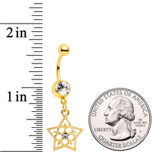 Load image into Gallery viewer, Clear Gem Gold Tone Star and Snow Flower Dangle Belly Ring
