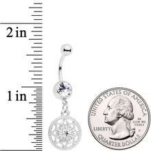 Load image into Gallery viewer, Clear Gem Ring Around a Snowflake Dangle Belly Ring
