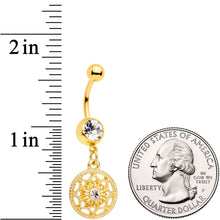 Load image into Gallery viewer, Color Gem Gold Tone Ring Around a Snowflake Dangle Belly Ring
