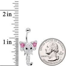 Load image into Gallery viewer, Clear Pink Gem Hinged Trunk Elephant Dangle Belly Ring
