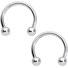 Load image into Gallery viewer, 14G 5/8 1/2 Pink Gem Horseshoe Barbell Nipple Ring Set
