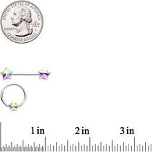 Load image into Gallery viewer, 14G 9/16 1/2 Aurora Star Gem BCR Barbell Nipple Ring Set
