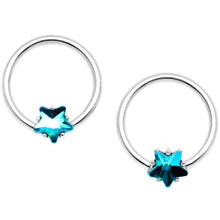 Load image into Gallery viewer, 14G 9/16 1/2 Blue Star Gem BCR Barbell Nipple Ring Set

