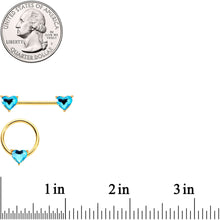 Load image into Gallery viewer, 14G Blue Valentine Gem Gold Tone BCR Barbell Nipple Ring Set
