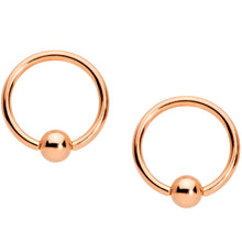 Load image into Gallery viewer, 14G Rose Gold Tone Santa Captive Barbell Nipple Ring Set of 4
