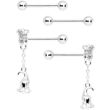 Load image into Gallery viewer, 14G 9/16 Flowers Barbell Nipple Ring Set of 4

