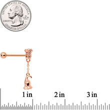 Load image into Gallery viewer, 14G 9/16 Rose Gold Tone Flowers Barbell Nipple Ring Set of 4
