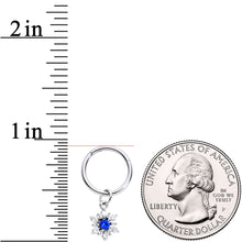 Load image into Gallery viewer, 16G 3/8 Blue Clear Snowflake Hinged Dangle Segment Ring
