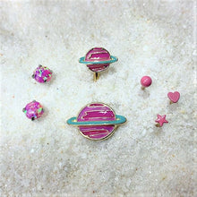 Load image into Gallery viewer, Pink Star Rose Gold Tone Glow Internal Threaded Labret Tragus Set of 3
