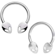 Load image into Gallery viewer, 14G 13mm Outer Space Aliens Horseshoe Nipple Ring Set
