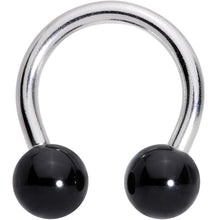 Load image into Gallery viewer, 14G 3/8 Black Acrylic Ball Horseshoe Circular Barbell
