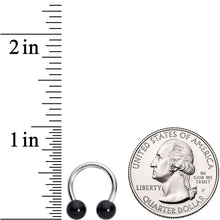 Load image into Gallery viewer, 14G 3/8 Black Acrylic Ball Horseshoe Circular Barbell
