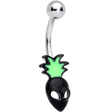 Load image into Gallery viewer, Green Black Sneaky Pineapple Alien Belly Ring
