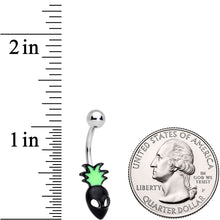 Load image into Gallery viewer, Green Black Sneaky Pineapple Alien Belly Ring
