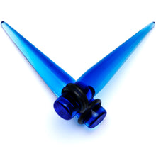 Load image into Gallery viewer, 14 to 00G Light Blue Acrylic Straight Taper 18 Piece Stretching Kit
