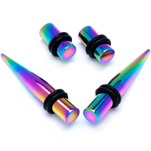 Load image into Gallery viewer, Rainbow PVD Straight Plug and Taper Set Sizes 5mm to 10mm
