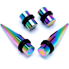 Load image into Gallery viewer, Rainbow PVD Straight Plug and Taper Set Sizes 5mm to 10mm
