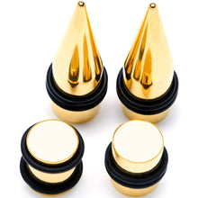 Load image into Gallery viewer, Gold Tone PVD Straight Plug and Taper Set Sizes 5mm to 10mm
