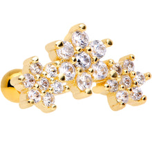 Load image into Gallery viewer, 16G 5/16 Clear CZ Gold Tone Flowers Cartilage Tragus Earring
