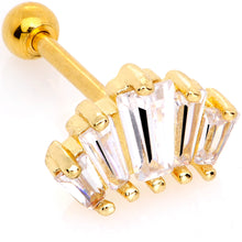 Load image into Gallery viewer, 18G 5/16 Clear CZ Gold Tone Crown Cartilage Tragus Earring
