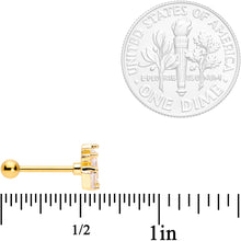 Load image into Gallery viewer, 18G 5/16 Clear CZ Gold Tone Crown Cartilage Tragus Earring
