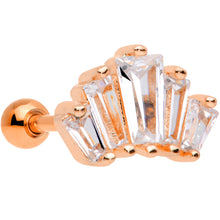 Load image into Gallery viewer, 18G 5/16 Clear CZ Rose Gold Tone Crown Cartilage Tragus Earring

