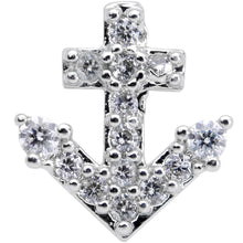 Load image into Gallery viewer, 18G 5/16 Clear CZ Gem Nautical Anchor Cartilage Tragus Earring
