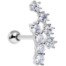 Load image into Gallery viewer, 18G 5/16 Clear CZ Gem Spray of Stars Cartilage Tragus Earring
