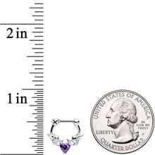 Load image into Gallery viewer, 16G 1/4 Purple Heart Gem Royal Valentine Cartilage Clicker
