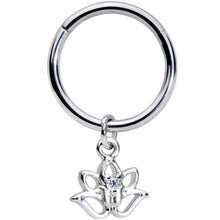 Load image into Gallery viewer, 16G 3/8 Clear CZ Gem Lotus Flower Dangle Hinged Segment Ring
