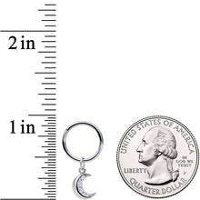 Load image into Gallery viewer, 16G 3/8 Clear CZ Gem Crescent Moon Dangle Hinged Segment Ring
