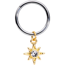 Load image into Gallery viewer, 16G 3/8 Clear Cubic Zirconia Gem Star Dangle Hinged Segment Ring
