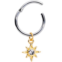 Load image into Gallery viewer, 16G 3/8 Clear Cubic Zirconia Gem Star Dangle Hinged Segment Ring
