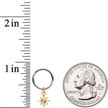 Load image into Gallery viewer, 16G 3/8 Clear Cubic Zirconia Gem Star Dangle Hinged Segment Ring
