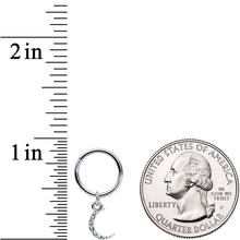 Load image into Gallery viewer, 16G 3/8 Clear Gem Sliver of Moon Dangle Hinged Segment Ring
