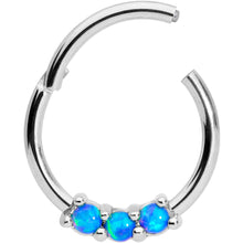 Load image into Gallery viewer, 16G 3/8 Blue Synthetic Opal Hinged Segment Ring
