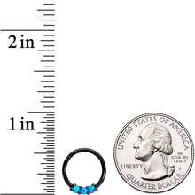 Load image into Gallery viewer, 16G 3/8 Blue Synthetic Opal Black Hinged Segment Ring
