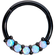 Load image into Gallery viewer, 16G 3/8 Synthetic Opal Black Hinged Segment Ring
