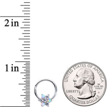 Load image into Gallery viewer, 16G 3/8 White Synthetic Opal Snow Star Hinged Segment Ring
