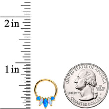Load image into Gallery viewer, 16G 3/8 Blue White Synthetic Opal Gold Tone Hinged Segment Ring
