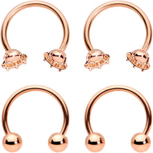 Load image into Gallery viewer, 14G Rose Gold Tone Outer Space UFO Horseshoe Nipple Ring Set of 4
