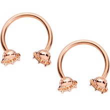 Load image into Gallery viewer, 14G Rose Gold Tone Outer Space UFO Horseshoe Nipple Ring Set of 4
