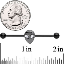 Load image into Gallery viewer, 14G Clear Gem Black Alien Invader Industrial Barbell 38mm
