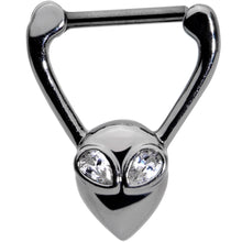 Load image into Gallery viewer, 16G 5/16 Clear Gem Black Alien Invader Cartilage Clicker
