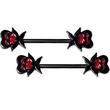 Load image into Gallery viewer, 14G Clear Gem Heart Black Horseshoe Barbell Nipple Ring  Set
