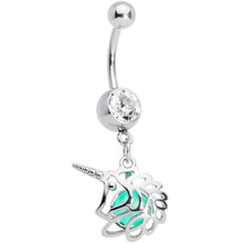 Load image into Gallery viewer, Clear Gem Glow Orb Unicorn Dangle Belly Ring

