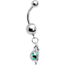 Load image into Gallery viewer, Clear Gem Glow Orb Unicorn Dangle Belly Ring
